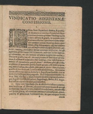 Vindicatio Augustanae Confessionis.