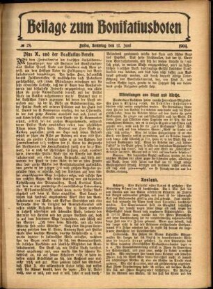 Zweite Ausgabe vom Sonntag, den 12. Juni 1904.