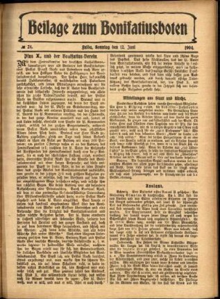 Zweite Ausgabe vom Sonntag, den 12. Juni 1904.