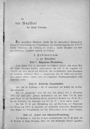 Titel I. Allgemeine Verwaltung.