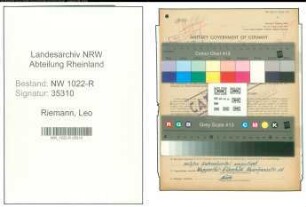 Entnazifizierung Leo Riemann , geb. 05.02.1911 (Kaufmaennischer Angestellter)