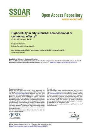 High fertility in city suburbs: compositional or contextual effects?