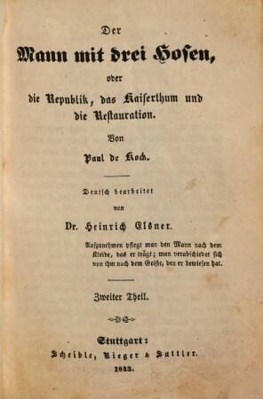 Paul de Kock's humoristische Romane, deutsch bearbeitet von Heinrich Elsner. 16