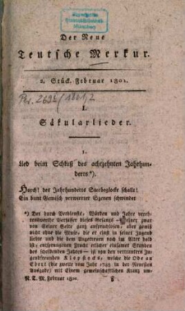 Der neue teutsche Merkur : vom Jahr .... 1801,2, 1801. Stück 2