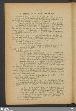 8. Sitzung, am 19. April, Vormittags