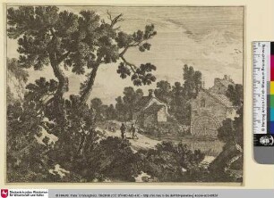 [Ansicht einer Landschaft mit Wassermühle und Hirten]