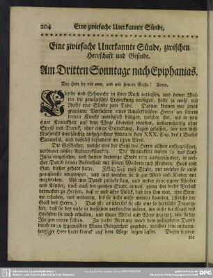 Am Dritten Sonntage nach Epiphanias