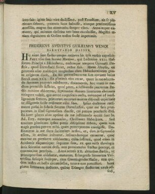 Fridericus Augustus Guilielmus Wenck Darmstadio Hassus.