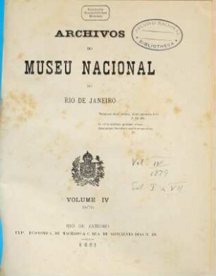 Arquivos do Museu Nacional. 4, 4. 1879