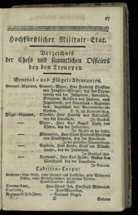 Hochfuerstlicher Militair-Etat