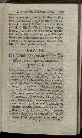 Cap. VI. De Latinis Scripturarum S. versionibus, earumque editionibus præcipuis