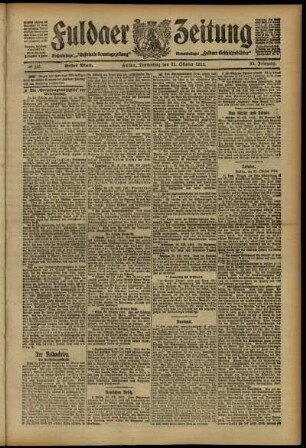 Erste Ausgabe vom Donnerstag, den 31. Oktober 1912.