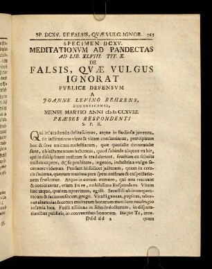 763-801, Spec. 615. De Falsis, quae vulgus ignorat