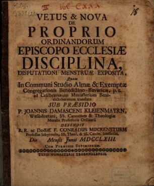 Vetus et nova de proprio ordinandorum episcopo ecclesiae disciplina