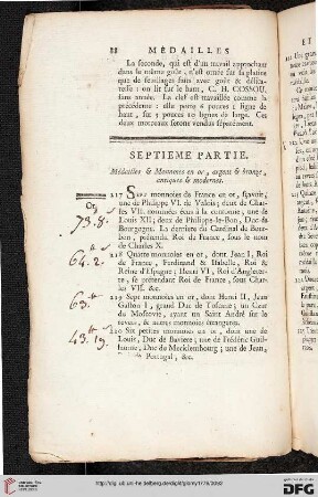 Septième partie: Médailles & monnoies en or, argent & bronze, antiques & modernes