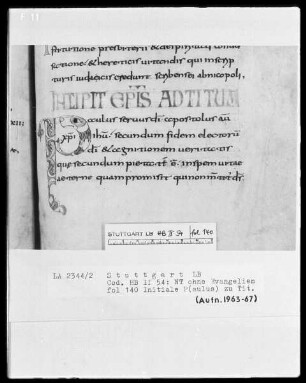 Bibliorum pars finalis, Pauli epistolae, Actus apostolorum, Epistolae canonicae, Apocalypsis — Initiale P(aulus), Folio 140recto