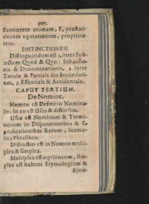 Caput Tertium. De Nomine.
