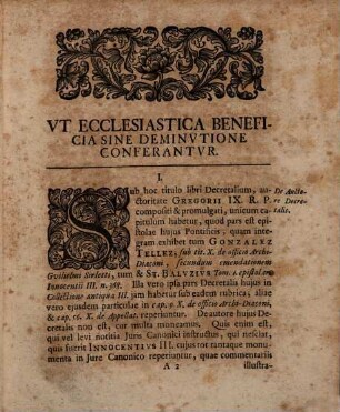 Ad Tit. Decretalium ut ecclesiastica beneficia sine deminutione conferantur