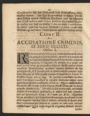 Caput II. De Accusatione Criminis, Et Foro Delicti.
