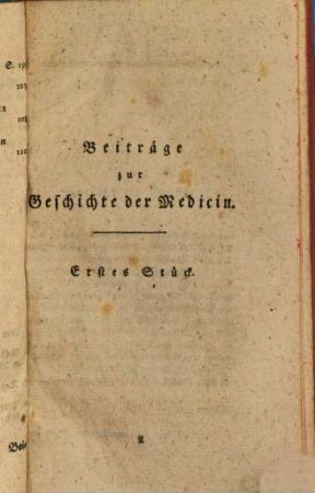 Beiträge zur Geschichte der Medicin. 1. 1794 = Bd. 1