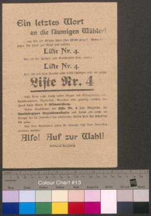 Flugblatt der USPD, vermutlich zur Stadtverordnetenwahl am 15.12.1918