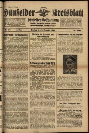 Erste Ausgabe vom Montag, den 09. Dezember 1940.