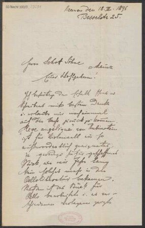 Brief an B. Schott's Söhne : 18.03.1896