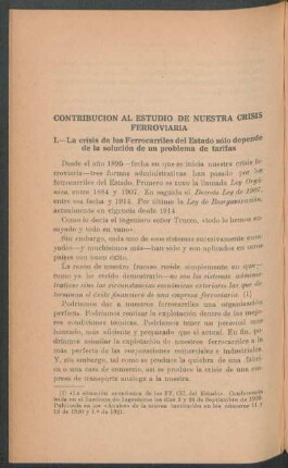 Contribución al estudio de nuestra crisis ferroviaria