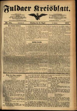 Ausgabe vom Dienstag, den 25. August 1908.