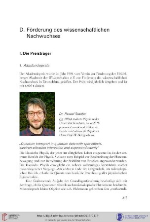 I. Die Preisträger