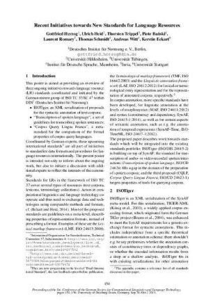 Recent Initiatives towards New Standards for Language Resources
