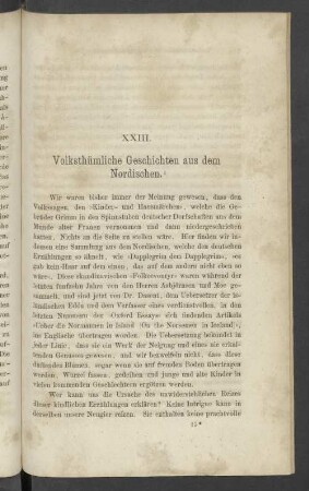 XXIII. Volksthümliche Geschichten aus dem Nordischen