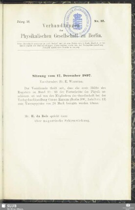 Sitzung vom 17. December 1897