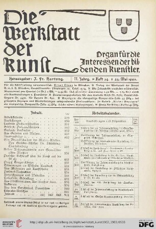 Inhalt / Arbeitskalender / Geplante Ausstellungen / Eröffnete Ausstellungen / Laufende Preisausschreiben / Geplante Denkmäler / Aus Galerien und Museen / Staatsaufträge etc.