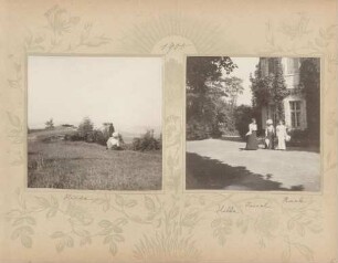 links: Erbgroßherzogin Hilda auf Burg Königstein rechts: Erbgroßherzogin Hilda, ?Hinal? und ?Kuck? vor Schloss Königstein