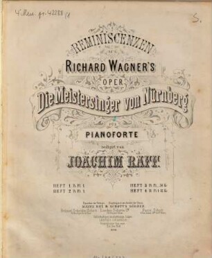 Reminiscenzen aus Richard Wagner's Oper Die Meistersinger von Nürnberg. 1