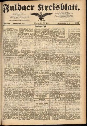 Zweite Ausgabe vom Freitag, den 31. Juli 1903.