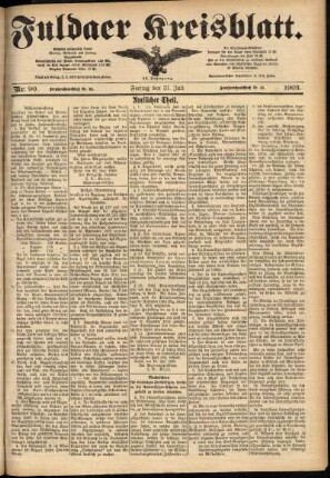 Zweite Ausgabe vom Freitag, den 31. Juli 1903.