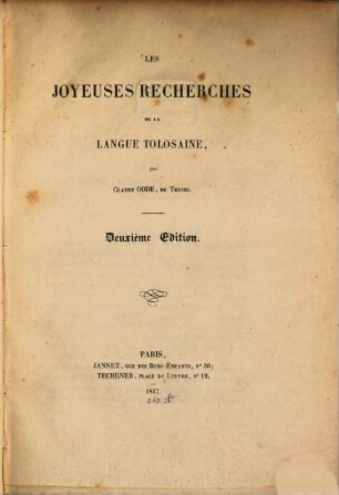 Les joyeuses recherches de la langue Tolosaine