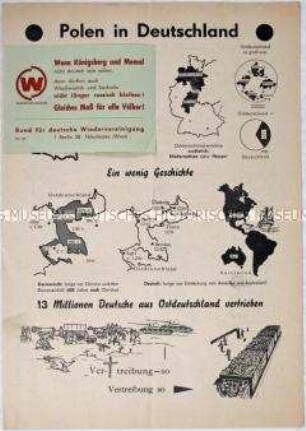 Reich illustrierte anti-polnische Propagandaschrift gegen die Anerkennung der Oder-Neisse-Grenze mit angeheftetem Klebezettel