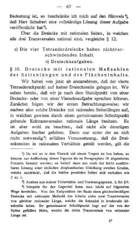 § 10. Dreiecke mit rationalen Maßzahlen der Seitenlängen und des Flächeninhalts