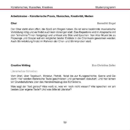 Arbeitskreise - Künstlerische Praxis, Musisches, Kreativität, Medien