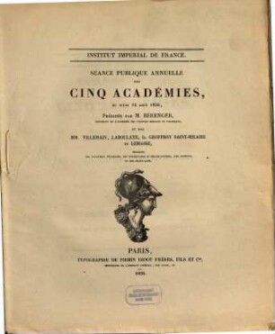 Séance publique annuelle des cinq académies, 1856