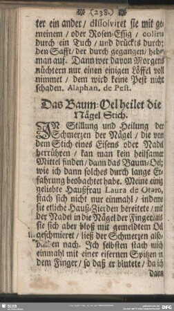 Das Baum-Oel heilet die Nägel Stich