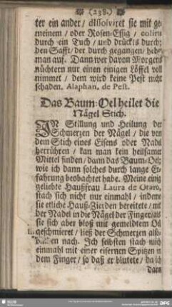 Das Baum-Oel heilet die Nägel Stich