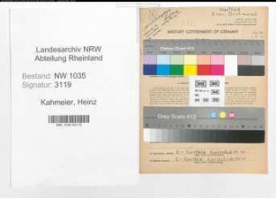 Entnazifizierung Heinz Kahmeier , geb. 17.09.1908 (Foerdermaschinist)