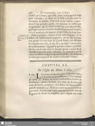 Chapitre XX. De l'Essai des Mines d'Alun
