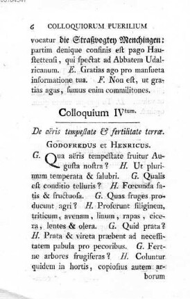 Colloquium IV tum. De aeris tempestate & fertilitate terrae