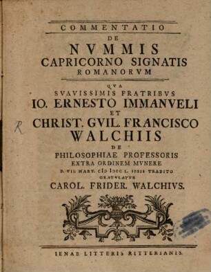 Commentatio de nummis capricorno signatis Romanorum