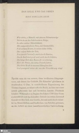 Das Ideal Und Das Leben: Eine Schiller-Rede